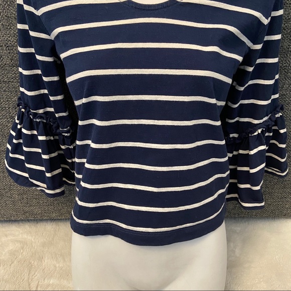 Madewell Irwin Stripe Ruffle Bell Sleeve Blouse XS - Picture 5 of 7